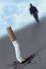 Eine Zigarette zum Abgewöhnen am Strand